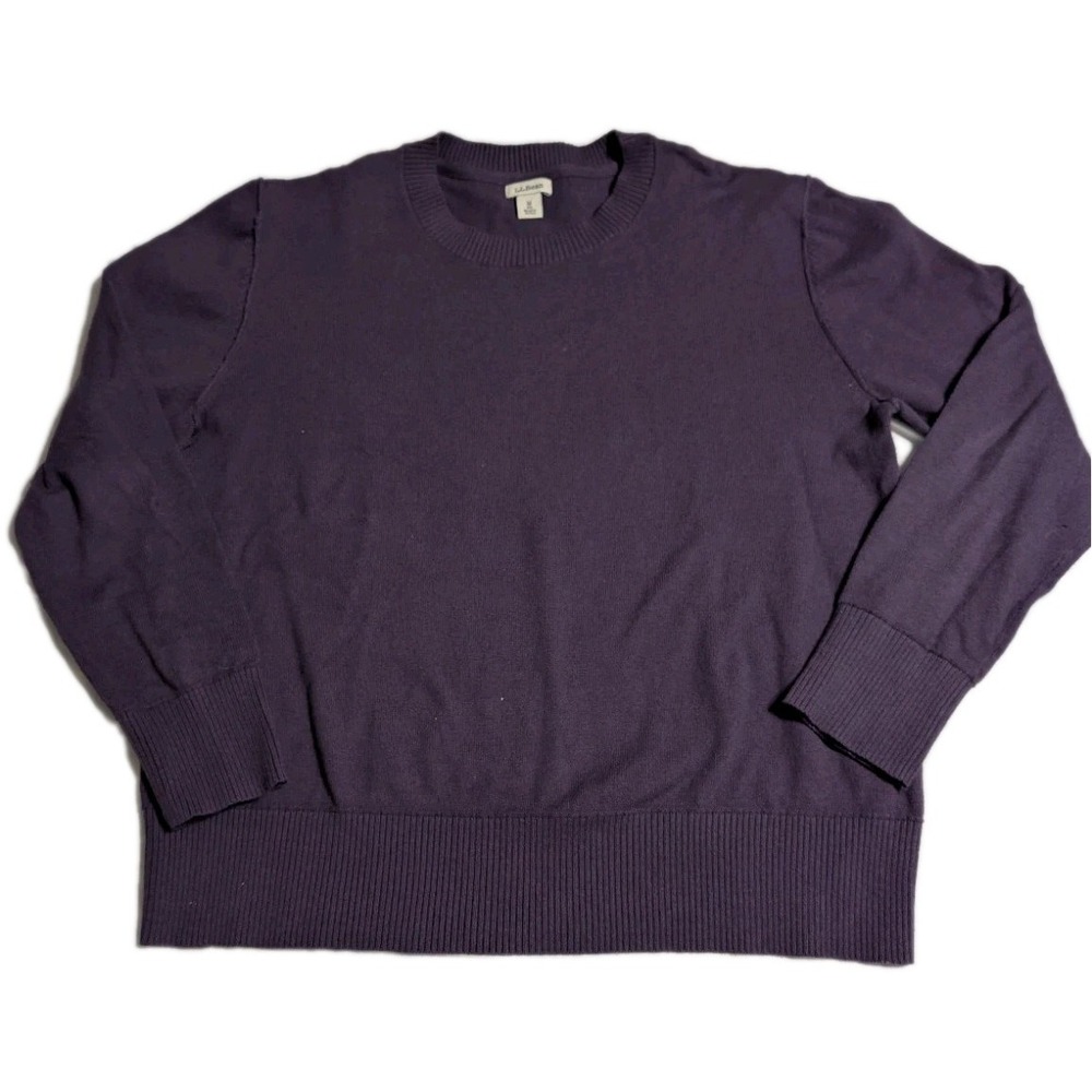 L.L.Bean Cotton‎ Cashmere Crewneck Sweater Men's M Purple Short Length